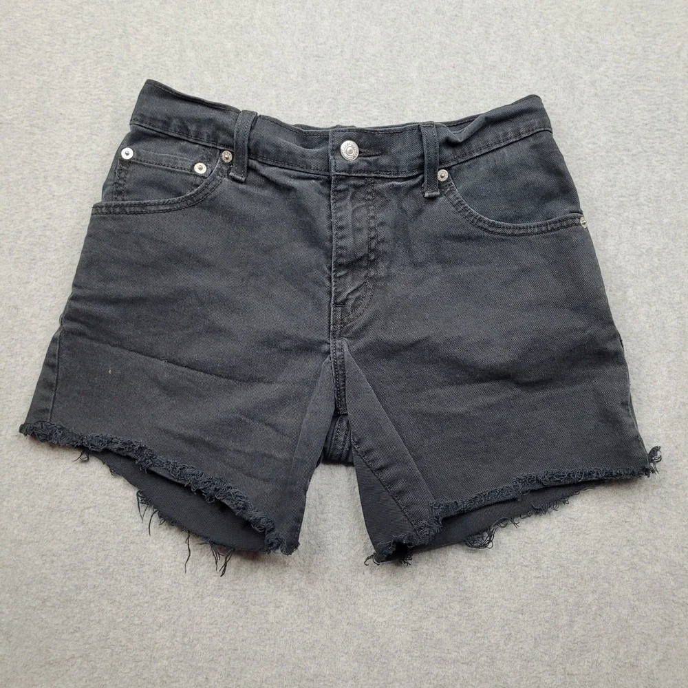 Levi's 550 Cut Off Shorts Womens Size 6 Small Black Denim‎ Frayed Hem Stretch